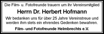 Traueranzeige von Herbert Hofmann von Frankenpost