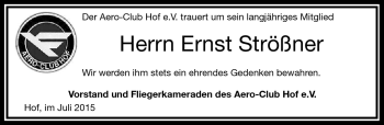 Traueranzeige von Ernst Strößner von Frankenpost