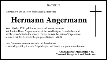 Traueranzeige von Hermann Angermann von Neue Presse Coburg