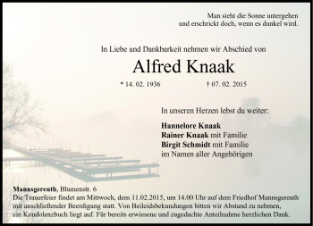 Traueranzeige von Alfred Knaak von Neue Presse Coburg