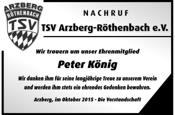 Traueranzeige von Peter König von Frankenpost