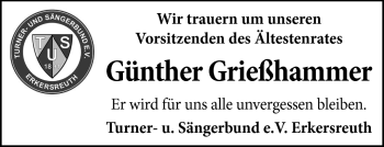 Traueranzeige von Günther Grießhammer von Frankenpost