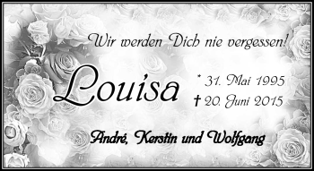 Traueranzeige von Louisa Ender von Südthüringer Presse