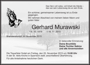 Traueranzeige von Gerhard Murawski von Frankenpost
