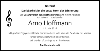Traueranzeige von Arno Hoffmann von Neue Presse Coburg