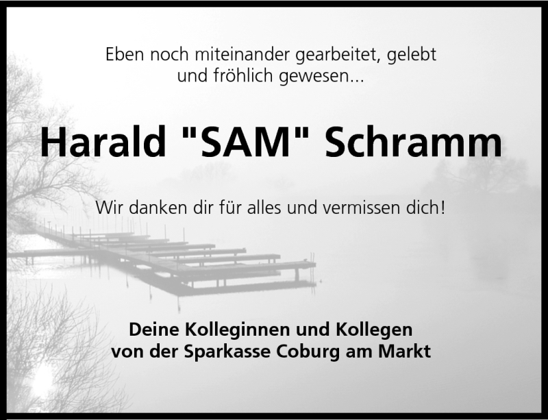  Traueranzeige für Harald Schramm vom 01.08.2015 aus Neue Presse Coburg