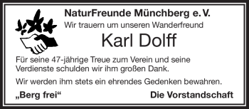 Traueranzeige von Karl Dolff von Frankenpost