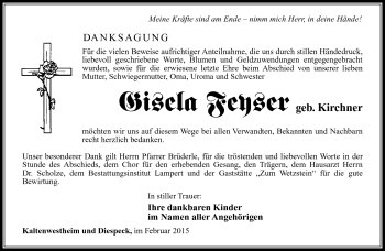 Traueranzeige von Gisela Feyser von Südthüringer Presse