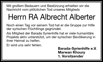 Traueranzeige von Albrecht Alberter von Frankenpost