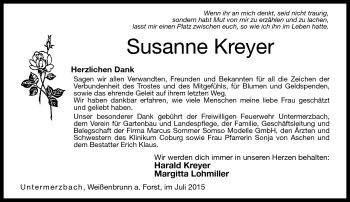 Traueranzeige von Susanne Kreyer von Neue Presse Coburg