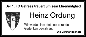 Traueranzeige von Heinz Ordung von Frankenpost