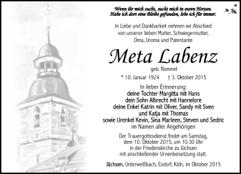 Traueranzeige von Christa Labenz von Südthüringer Presse