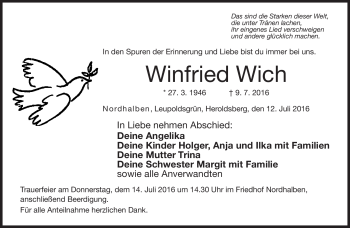 Traueranzeige von Winfried Wich von Neue Presse Coburg
