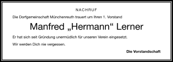 Traueranzeige von Manfred Lerner von Frankenpost
