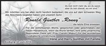 Traueranzeige von Ronald Günther von Neue Presse Coburg