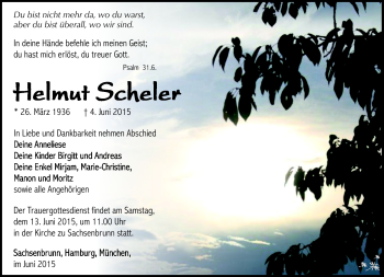 Traueranzeige von Helmut Scheler von Südthüringer Presse