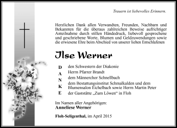 Traueranzeige von Ilse Werner von Südthüringer Presse