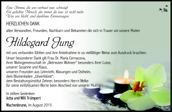 Traueranzeige von Hildegard Jung von Südthüringer Presse