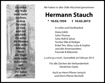 Traueranzeige von Hermann Stauch von Neue Presse Coburg