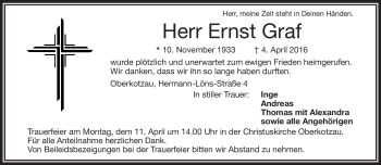Traueranzeige von Ernst Graf von Frankenpost