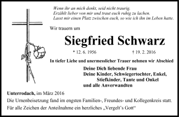 Traueranzeige von Schwarz Siegfried von Neue Presse Coburg