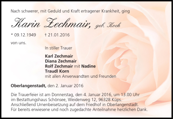 Traueranzeige von Karin Zechmair von Neue Presse Coburg