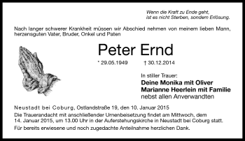 Traueranzeige von Peter Ernd von Neue Presse Coburg
