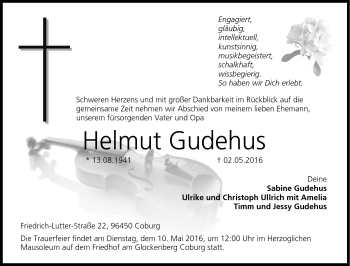 Traueranzeige von Helmut Gudehus von Neue Presse Coburg