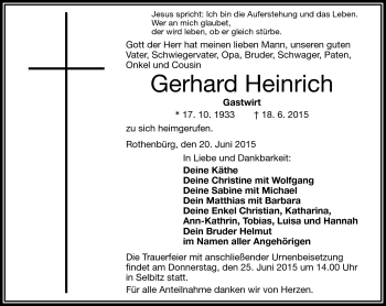 Traueranzeige von Gerhard Heinrich von Frankenpost
