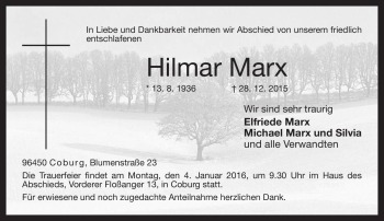 Traueranzeige von Max Hilmar von Neue Presse Coburg