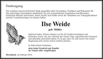 Traueranzeige von Îlse Müller von Südthüringer Presse