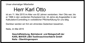 Traueranzeige von Karl Otto von Frankenpost