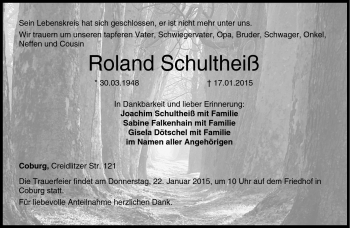 Traueranzeige von Roland Schultheiß von Neue Presse Coburg