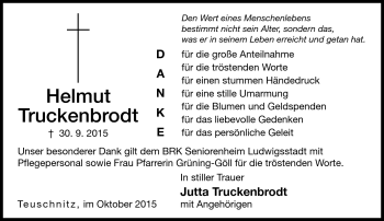 Traueranzeige von Helmut Truckenbrodt von Neue Presse Coburg