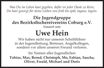 Traueranzeige von Uwe Hein von Neue Presse Coburg