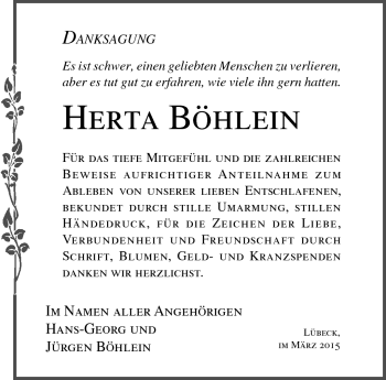 Traueranzeige von Herta Böhlein von Frankenpost