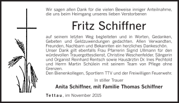 Traueranzeige von Fritz Schiffner von Neue Presse Coburg