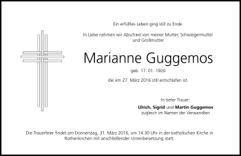 Traueranzeige von Marianne Guggemos von Neue Presse Coburg