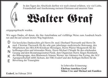 Traueranzeige von Walter Graf von Südthüringer Presse