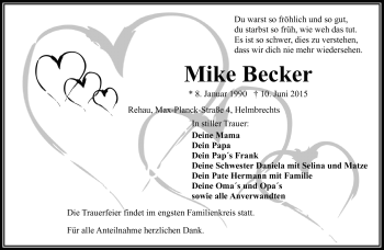 Traueranzeige von Mike Becker von Frankenpost