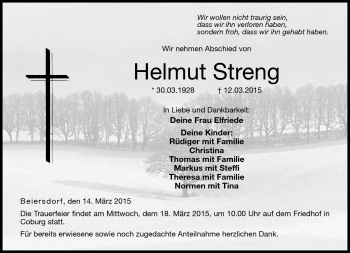 Traueranzeige von Helmut Streng von Neue Presse Coburg