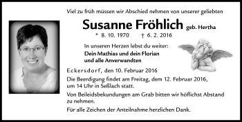 Traueranzeige von Susanne Fröhlich von Neue Presse Coburg