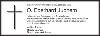 Traueranzeige von Otto Eberhard Juchem von Frankenpost