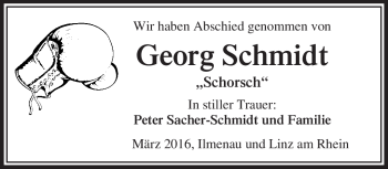 Traueranzeige von Georg Schmidt von Südthüringer Presse