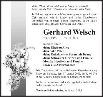 Traueranzeige von Gerhard Welsch von 80025