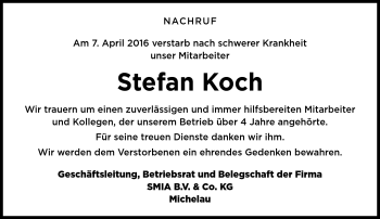 Traueranzeige von Stefan Koch von Neue Presse Coburg