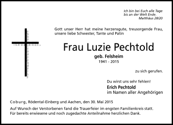Traueranzeige von Luzie Pechtold von Neue Presse Coburg