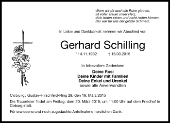 Traueranzeige von Gerhard Schilling von Neue Presse Coburg