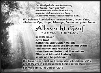 Traueranzeige von Albrecht Graf von Südthüringer Presse