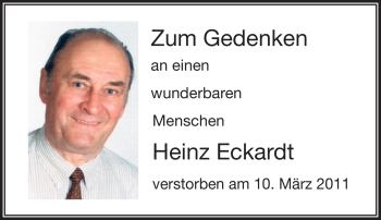Traueranzeige von Heinz Eckardt von Frankenpost